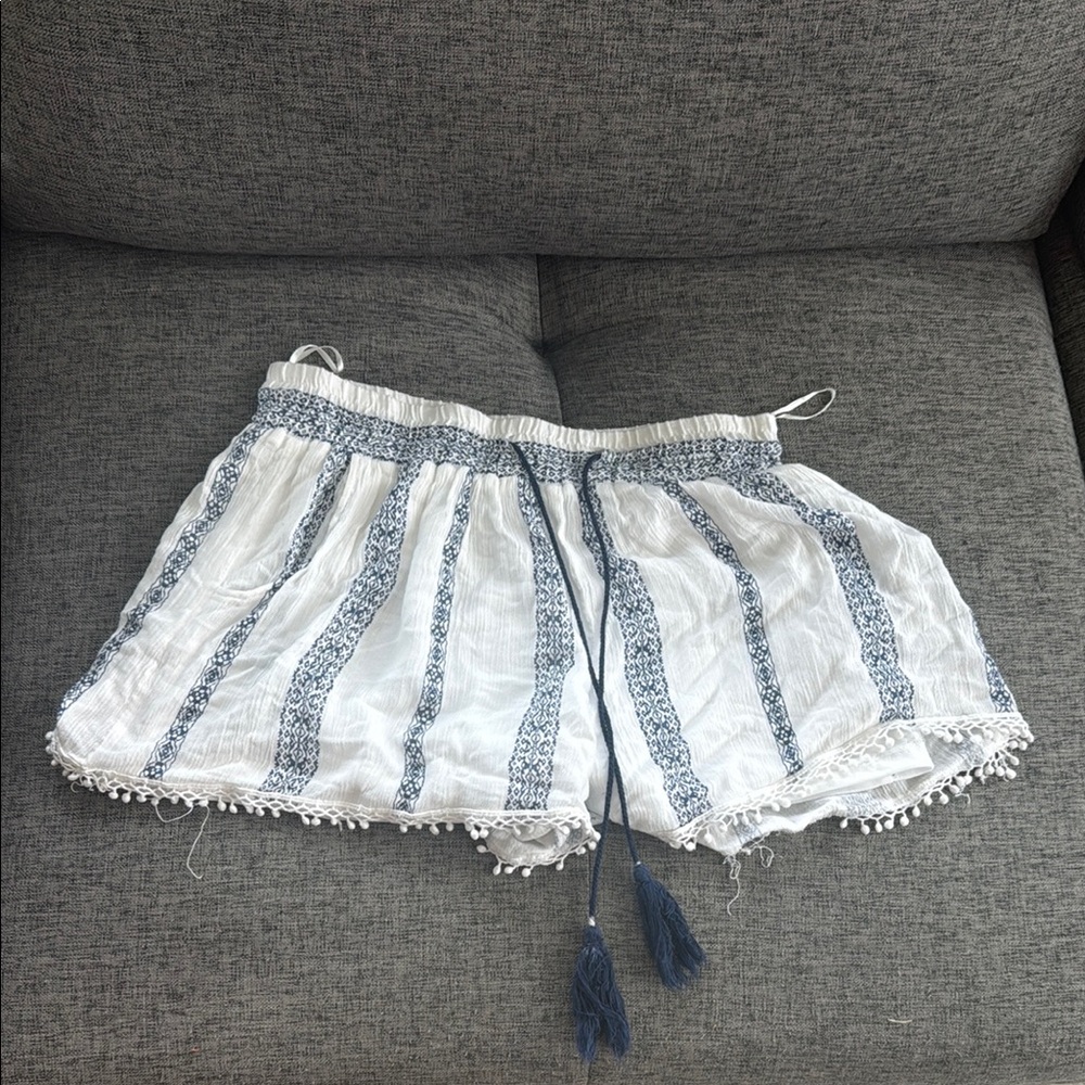 White and Blue Women's Shorts